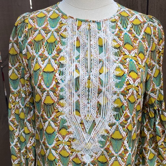 Kobi Halperin Lulu Silk Drop Waist Dress in Ivory Multicolor size XS - Picture 10 of 16